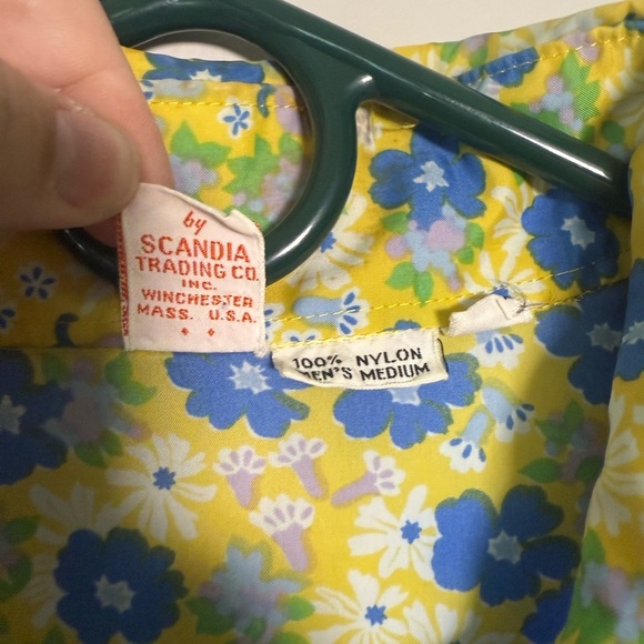 Vintage 70s Skyr by Scandia Trading Co Nylon Floral Button Down Shirt Men’s M - Picture 3 of 6